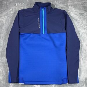 Under Armour Storm Golf Pullover Mens Medium Navy Royal Blue 1/4 Zip Sweater
